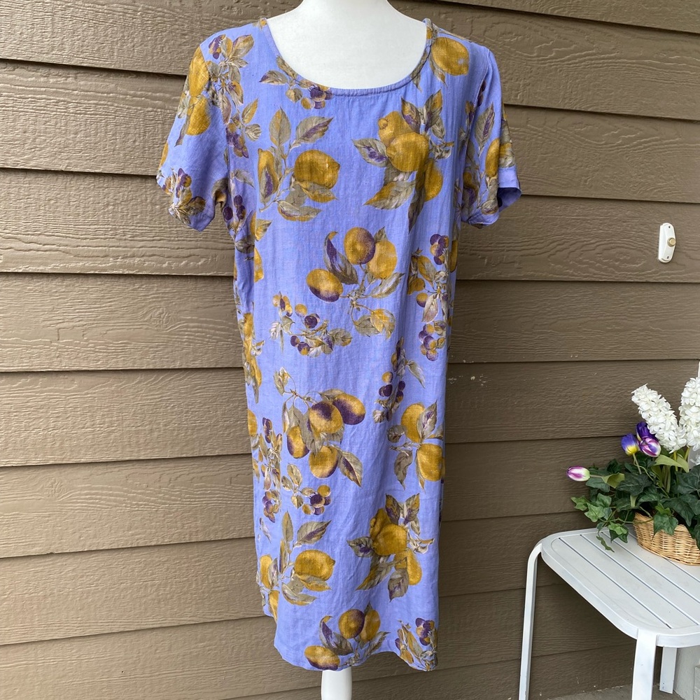 Body Options linen women’s dress fruit prints
